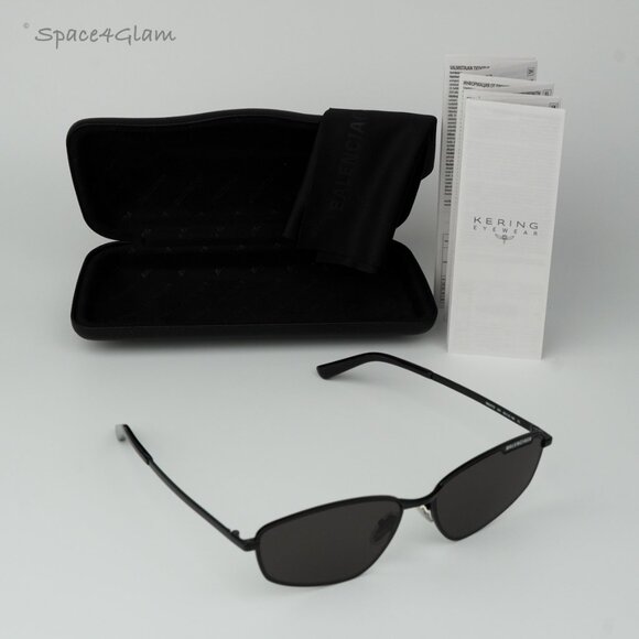 Balenciaga Women Sunglasses Black Grey Geometric BB0277S 001 NEW AUTHENTIC
